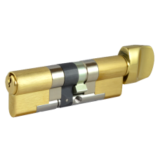 EVVA EPS 3* Anti-Snap Euro Key & Turn Cylinder KD 21B 92mm 51Ext-T41 46-10-T36  - Polished Brass