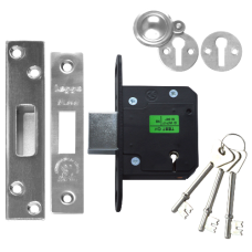 LEGGE N5641 & N5761 5 Lever Deadlock 64mm Keyed To Differ  - Stainless Steel