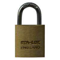 B&G STA-LOCK C Series  Open Shackle Padlock - Steel Shackle 25mm Keyed To Differ C100 - Brass