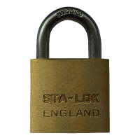 B&G STA-LOCK C Series  Open Shackle Padlock - Steel Shackle 38mm Keyed To Differ C150 - Brass