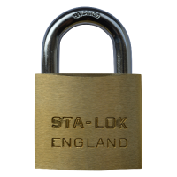 B&G STA-LOCK C Series  Open Shackle Padlock - Steel Shackle 51mm Keyed To Differ C250 - Brass