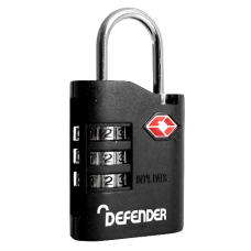 DEFENDER TSA Travel Sentry Padlock - Combi Locking 35mm Single Combi - Black