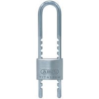 ABUS Titalium 64TI Series Adjustable Long Shackle Padlock 50mm Keyed To Differ 60mm to 150mm Shackle 64TI/50HB60-150  - Silver