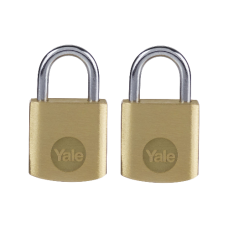 YALE Y110B  Open Shackle Padlock 20mm Pack of 2 Keyed Alike - Brass