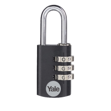 YALE YE3CB Aluminium Open Shackle Combination Padlock 20mm - Black