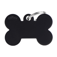 SILCA My Family Bone Shape ID Tag With Split Ring Large - Black