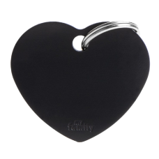 SILCA My Family Heart Shape ID Tag With Split Ring Large - Black