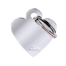 SILCA My Family Heart Shape ID Tag With Split Ring Small - Chrome