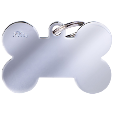 SILCA My Family Bone Shape ID Tag With Split Ring Extra Large - Chrome