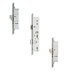 LOCKMASTER Lever Operated Latch & Deadbolt Twin Spindle 20mm Radius Faceplate 2 Hook 45/92 - Stainless Steel