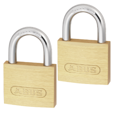 ABUS 713 Series Brass Open Shackle Padlock 40mm Twin Pack Keyed Alike - Hardened Steel