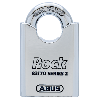 ABUS 83CS 70 Rock Series 2 Closed Shackle Steel Padlock Body Only Without Cylinder Accepts Scandinavian Oval Cylinder O - Silver