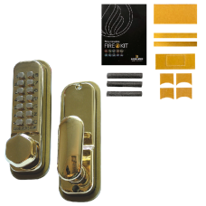 CODELOCKS CL255 Digital Lock With Optional Holdback CL255 With Fire Kit - Polished Brass