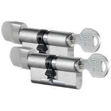 EVVA ICS Keyed Alike Pair KDZ Key & Turn Euro Cylinder 6 Keys TS007 3* 72mm 36-T36 31-10-T31 003EI - Nickel Plated