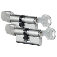 EVVA ICS Keyed Alike Pair KDZ Key & Turn Euro Cylinder 6 Keys TS007 3* 92mm 46-T46 41-10-T41 003EI - Nickel Plated