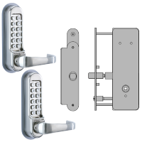 CODELOCKS CL0530 CL0535 Back To Back Digital Lock Stainless Steel with XTD Gate Lock CL0530 BB XTD Without Passage Set - Stainless Steel PVD