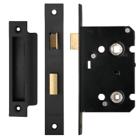 ERA Valiant Bathroom Lock Square End 64mm Case Matt - Matt Black