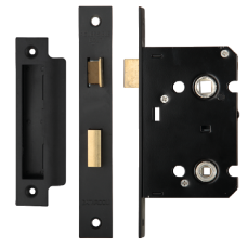 ERA Valiant Bathroom Lock Square End 64mm Case Matt Display - Matt Black