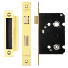 ERA Valiant Bathroom Lock Square End 64mm Case Display - Polished Brass