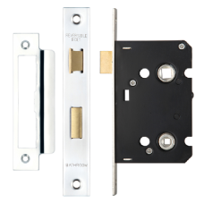 ERA Valiant Bathroom Lock Square End 64mm Case Polished - Polished Stainless Steel