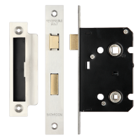 ERA Valiant Bathroom Lock Square End 64mm Case Satin - Satin Stainless Steel