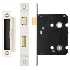 ERA Valiant Bathroom Lock Square End 76mm Case Satin - Satin Stainless Steel