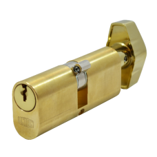 UNION 2X13 Oval Key & Turn Cylinder 74mm 37/T37 32/10/T32 Keyed To Differ PL - Polished Lacquered Brass