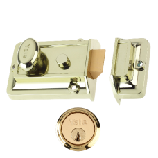 YALE 77 & 706 Non-Deadlocking Traditional Nightlatch 60mm with Cylinder  - Brasslux