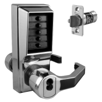 DORMAKABA Simplex L1000 Series L1041B Digital Lock Lever Operated With Key Override & Passage Set  Right Handed With Cylinder LR1041B-26D - Satin Chrome