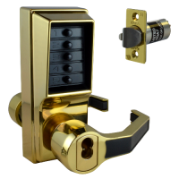 DORMAKABA Simplex L1000 Series L1041B Digital Lock Lever Operated With Key Override & Passage Set  Right Handed With Cylinder LR1041B-03 - Polished Brass