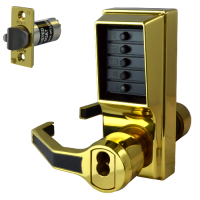 DORMAKABA Simplex L1000 Series L1041B Digital Lock Lever Operated With Key Override & Passage Set  Left Handed With Cylinder LL1041B-03 - Polished Brass