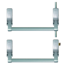 BRITON 377 Push Bar Double Rebated Door Panic Set Right Handed - Silver Enamelled